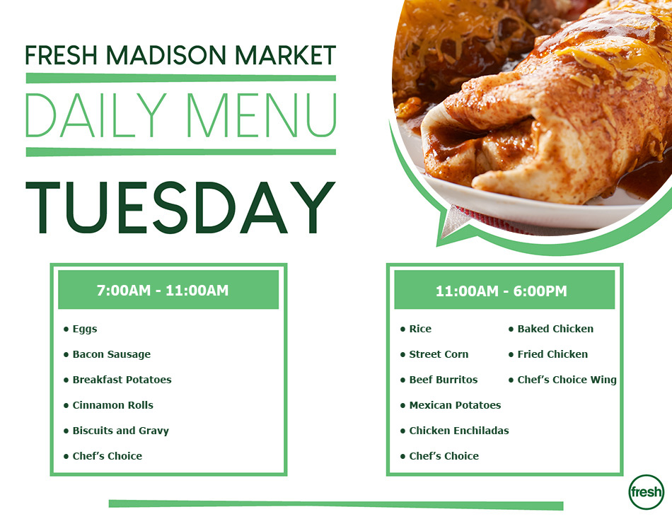 Fresh Madison Market Daily Menu Monday