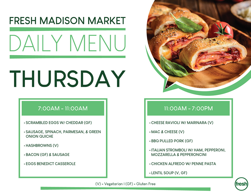 Fresh Madison Market Daily Menu Thursday